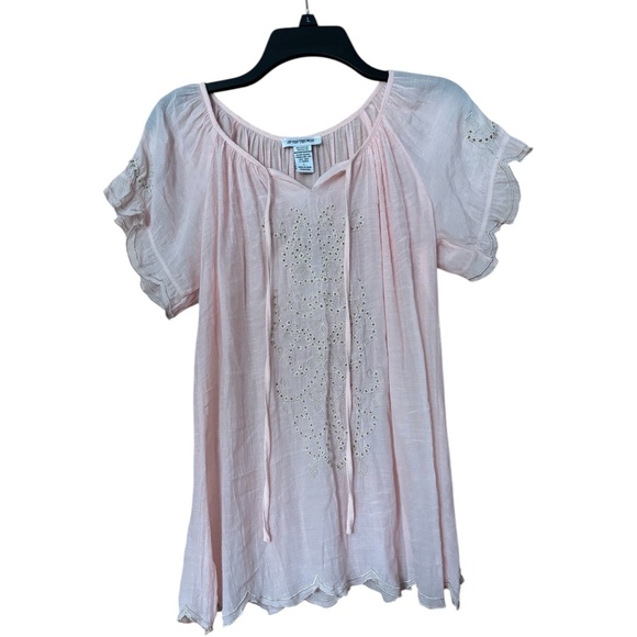 Sisters Pink Embroidered Blouse Size Large - Picture 1 of 5